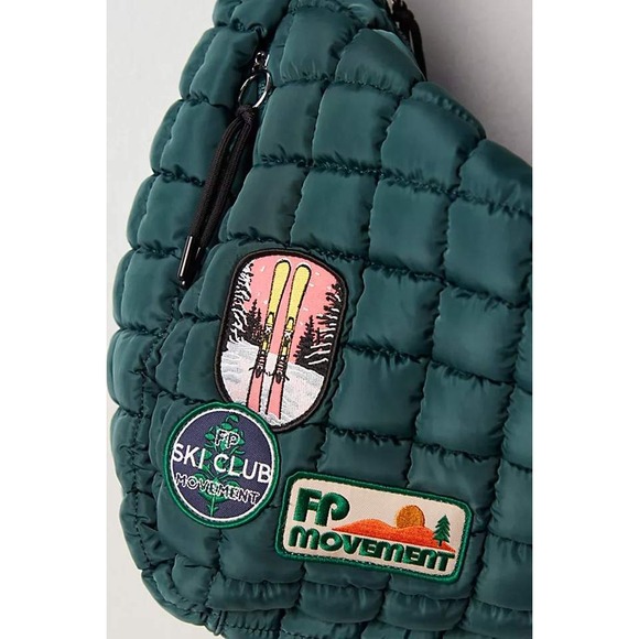 Free People Quilted Patch Carryall Bag Hunter Gatherer Green NWT - Picture 3 of 4